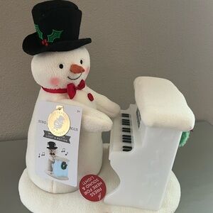 Hallmark Snowman with Black Hat and White Piano